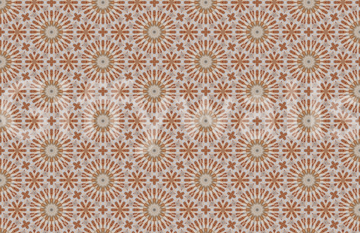 Terracotta Geometric Starburst Tile Pattern Wallpaper⁠