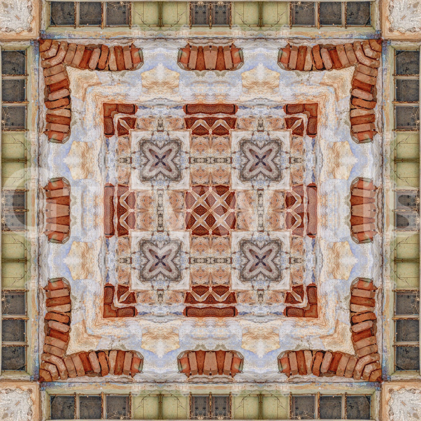 Rustic Brickwork Mosaic Wallpaper⁠