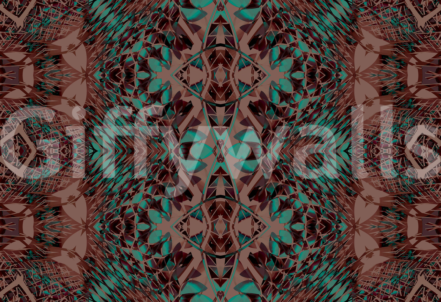 Teal & Brown Intricate Abstract Ornamental Wallpaper - AMBER DESIGN Wallpaper