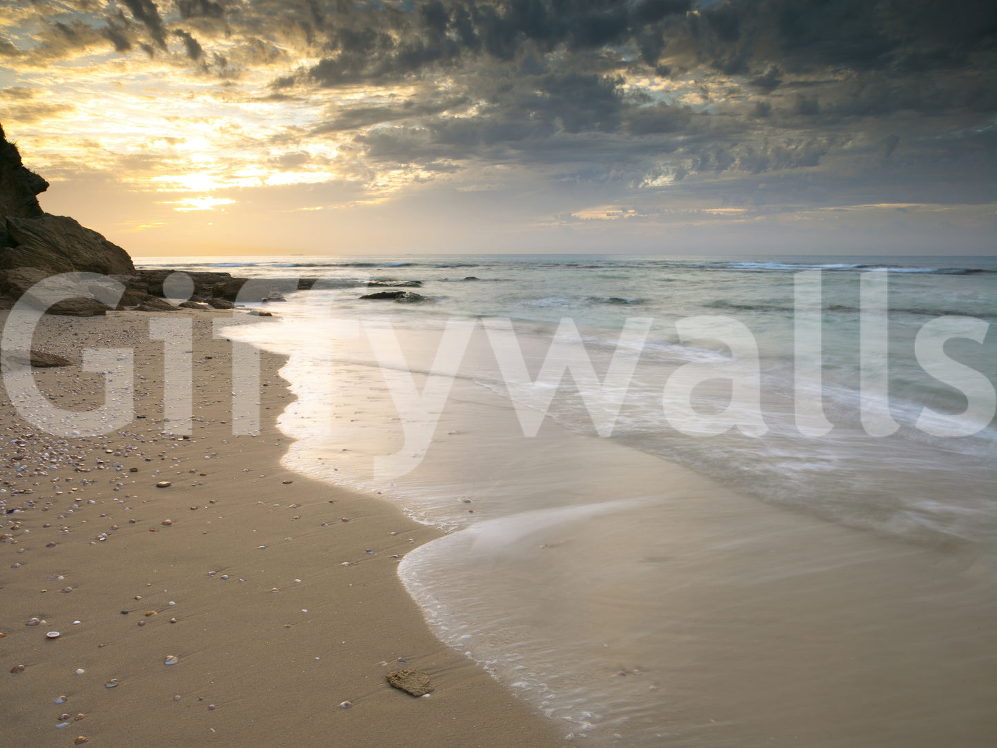 Golden Hour Coastal Tide Wall Mural