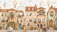 Charming Animal Town Scene Wall Mural