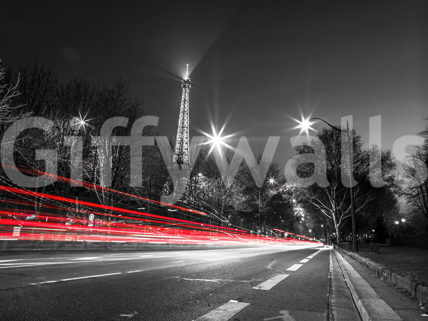 Night in Paris Cityscape Wall Mural