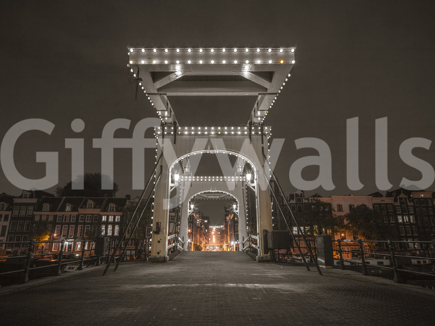 Illuminated Canal Crossing Wall Mural