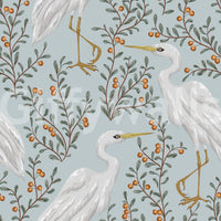 Graceful Heron and Berry Branch  Wallpaper⁠