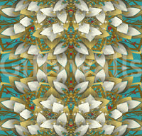 Teal & Gold Geometric Bloom Wallpaper - IKEBANA DESIGN Wallpaper⁠