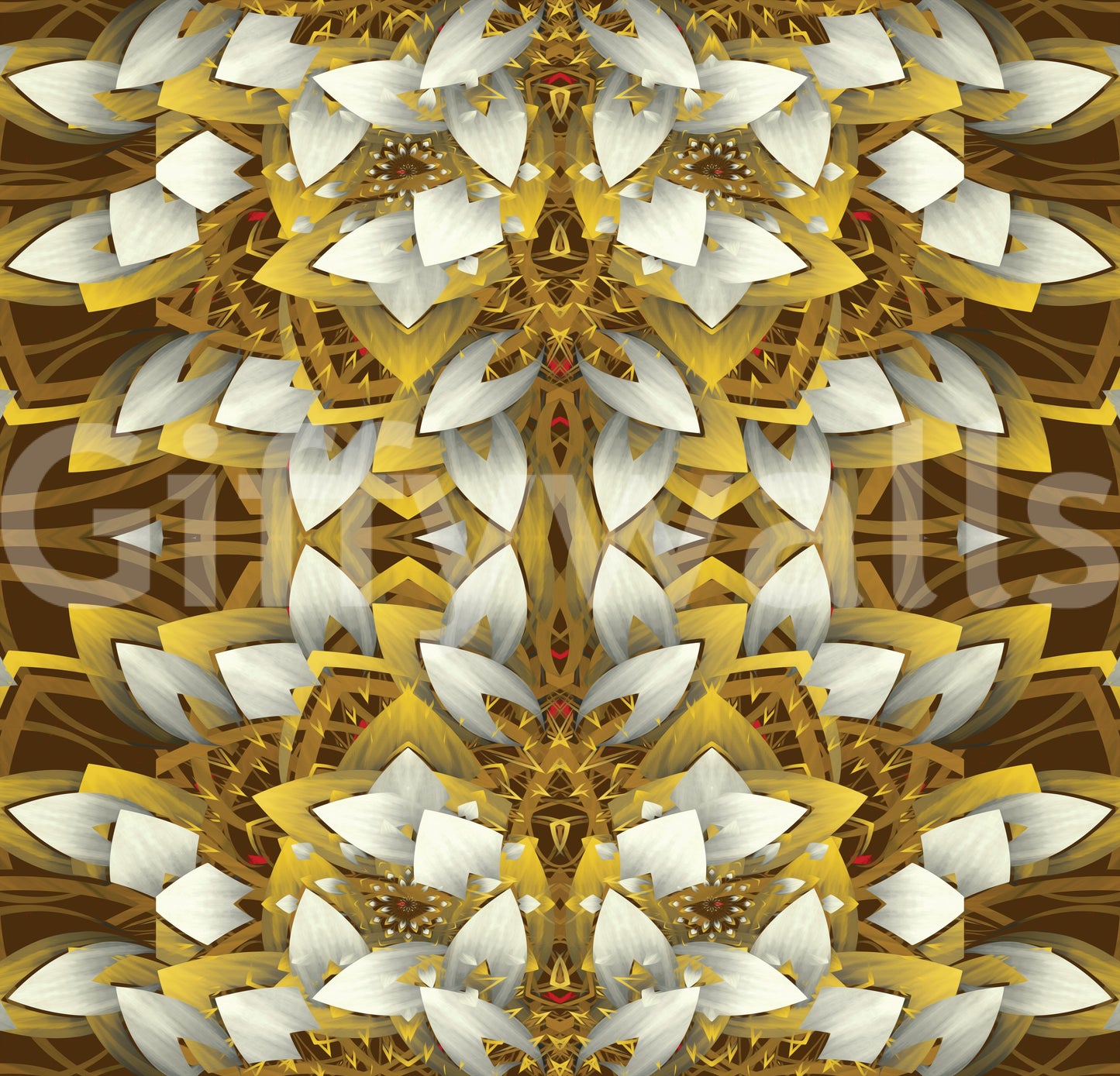Brown and Gold Geometric Bloom Wallpaper - IKEBANA DESIGN Wallpaper⁠