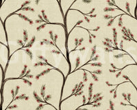 Asian Floral Branches on Antique Linen Wallpaper⁠