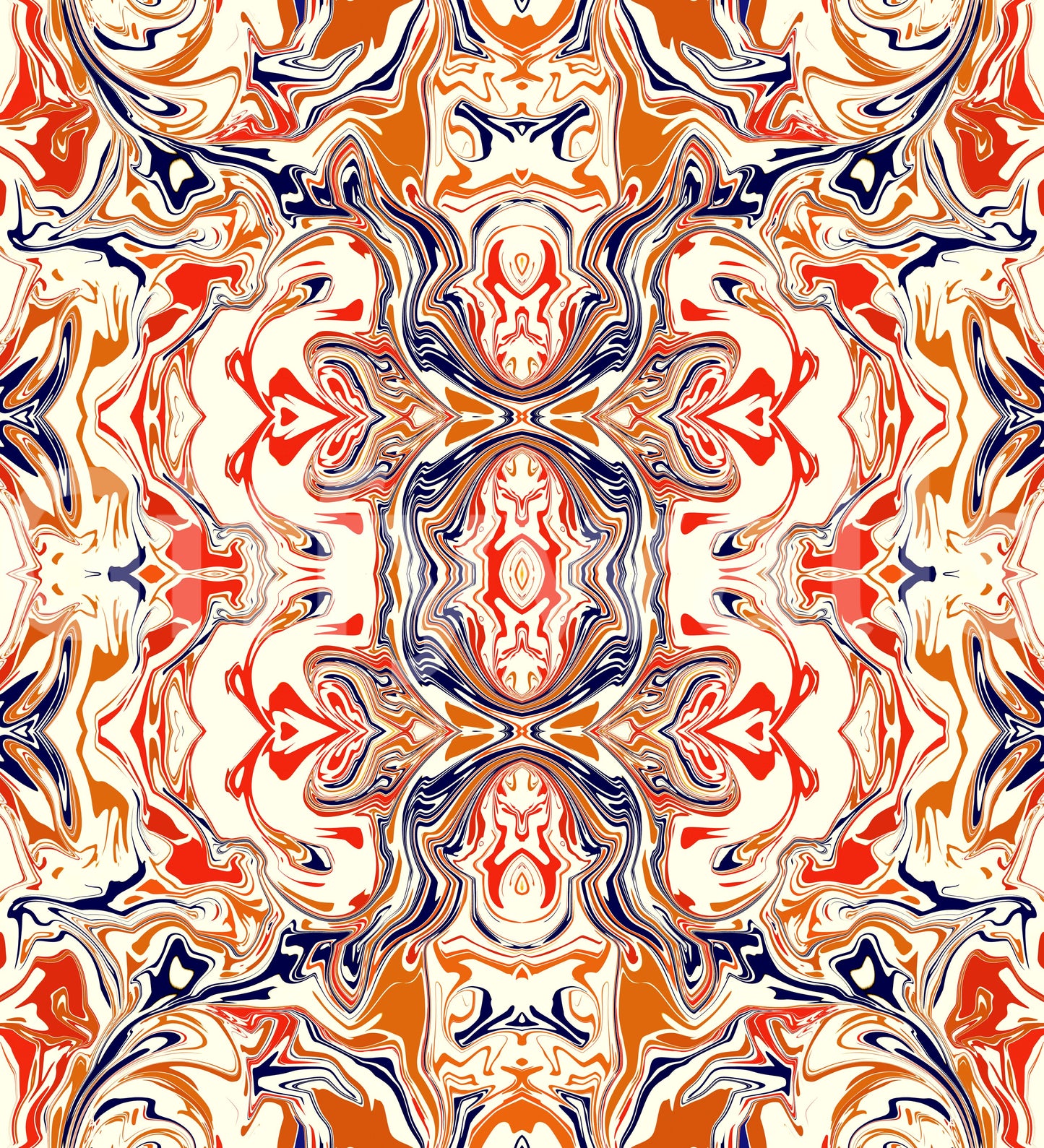 Orange & Red Contemporary Ornamental Tile - ANDORRA Wallpaper