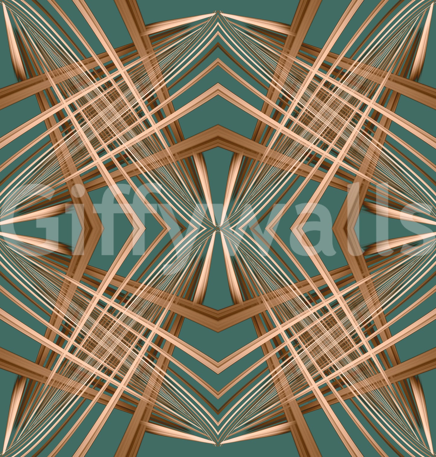 70s Retro Teal and Copper Geometric Lattice - OCTOBER Wallpaper⁠