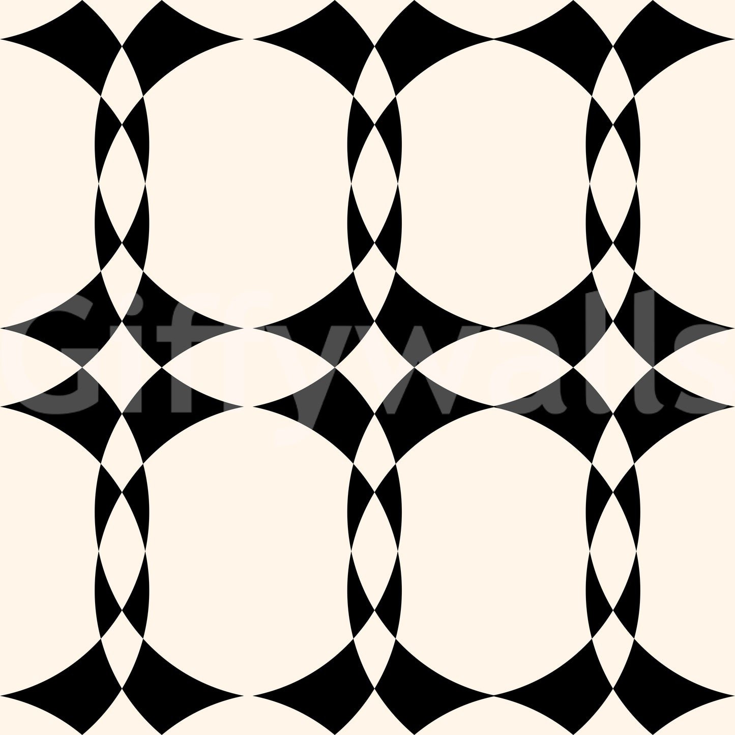 Modern Geometric Interlocking Circle Pattern Wallpaper⁠