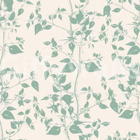 Cream and Sage Leaf Sketch Wallpaper⁠
