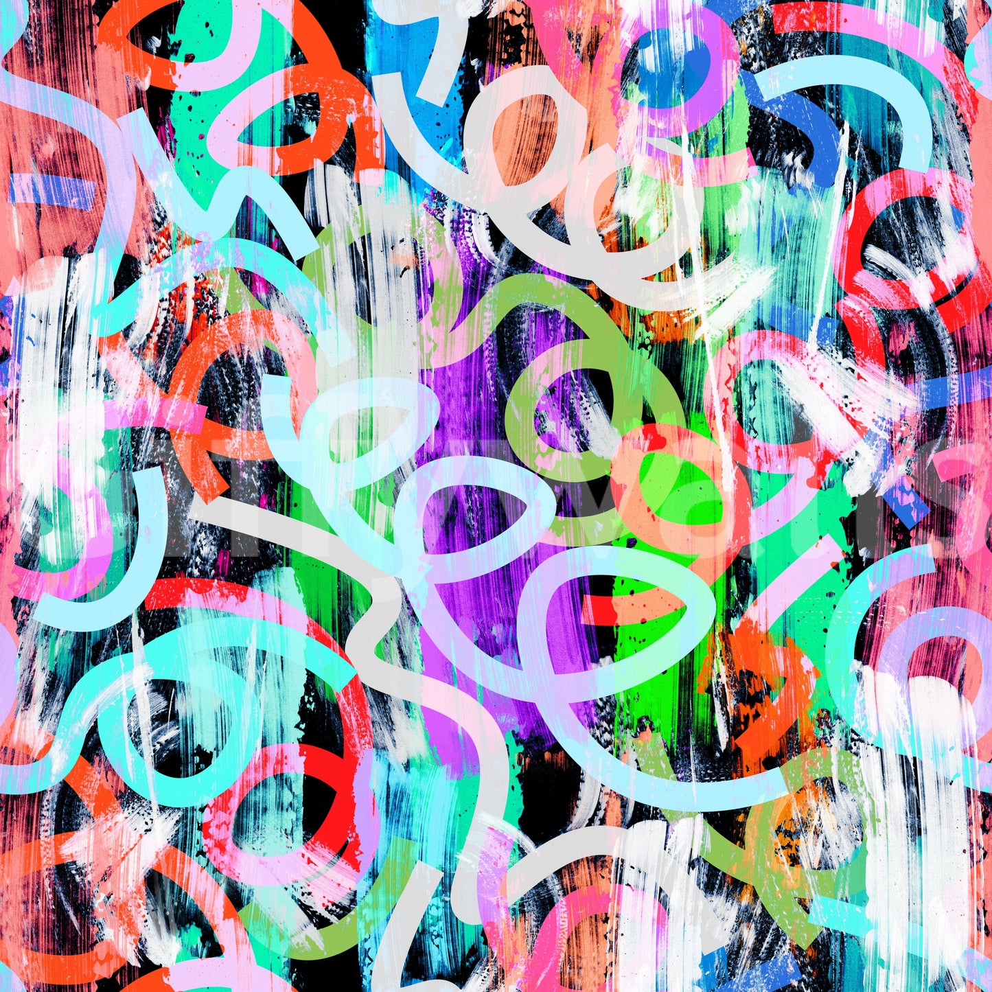 Dynamic Loops and Modern Graffiti Flair Wallpaper⁠