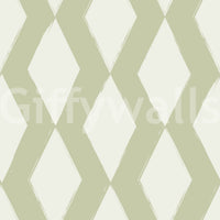 Sage Brushstroke Diamond Lattice Wallpaper⁠
