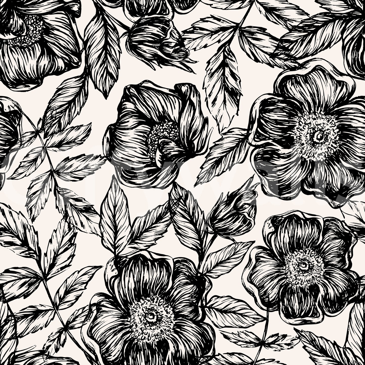 Ink Blossom Garden Wallpaper⁠