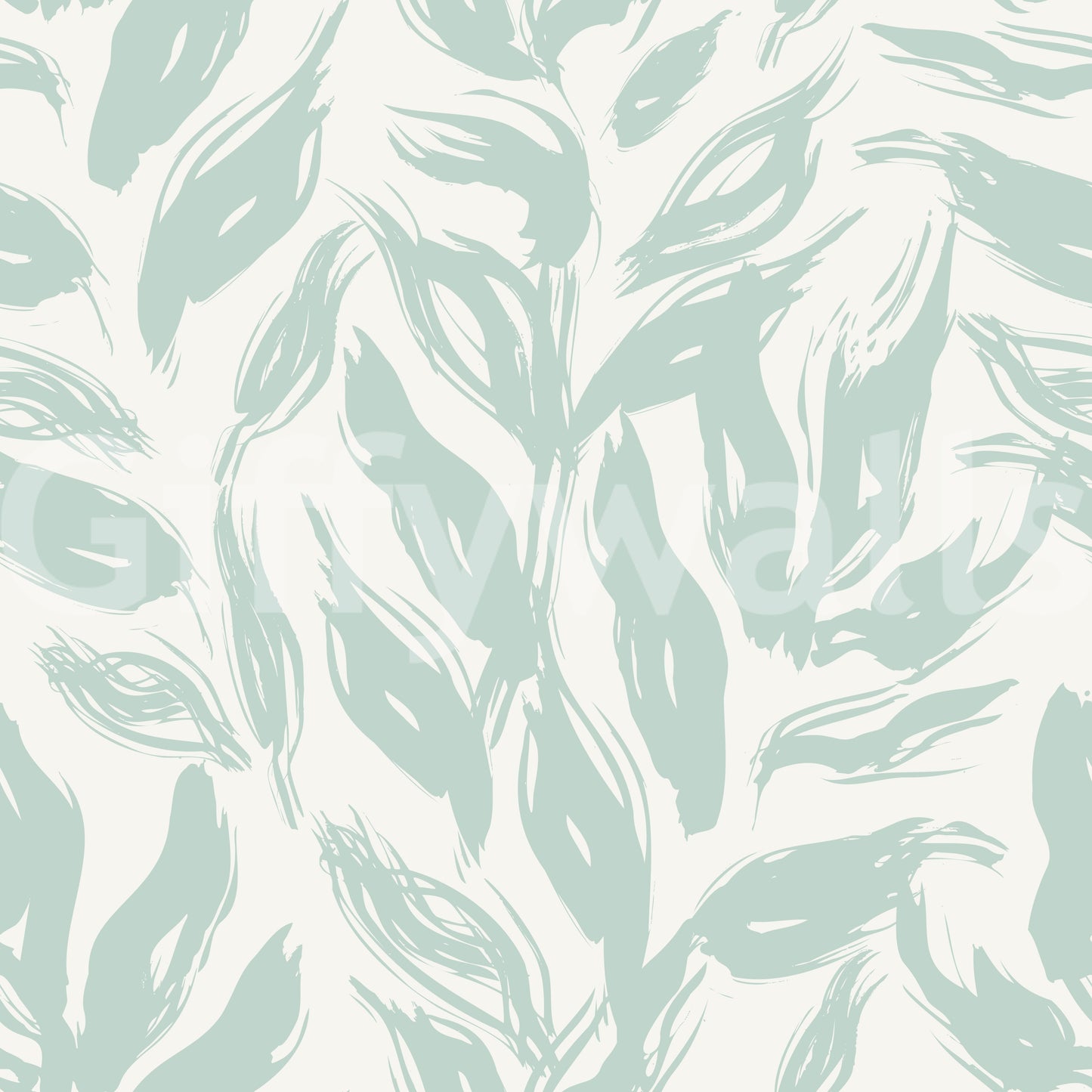 Sage Brushstroke Foliage Motif Wallpaper⁠