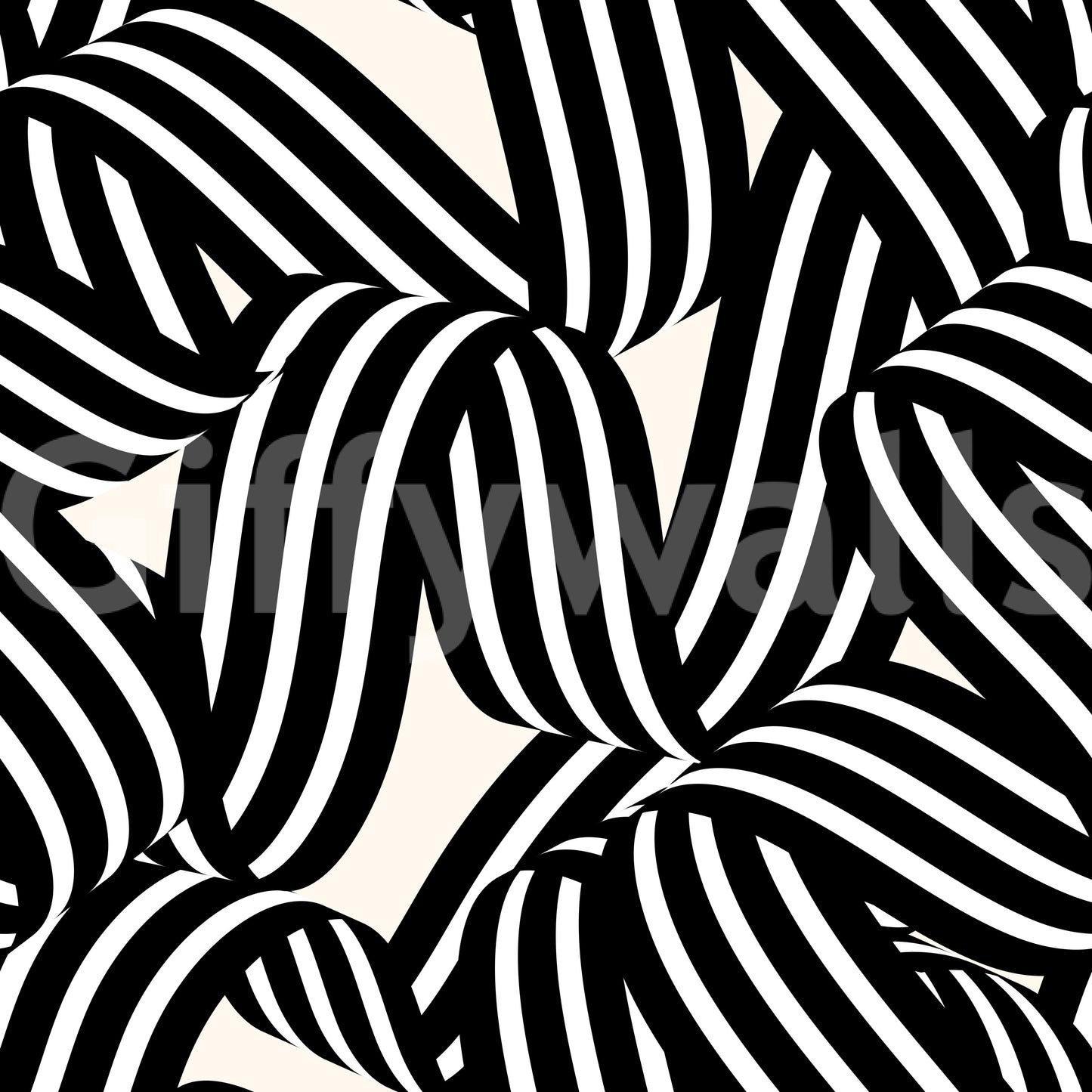 Monochrome Ribbon Flow Wallpaper⁠