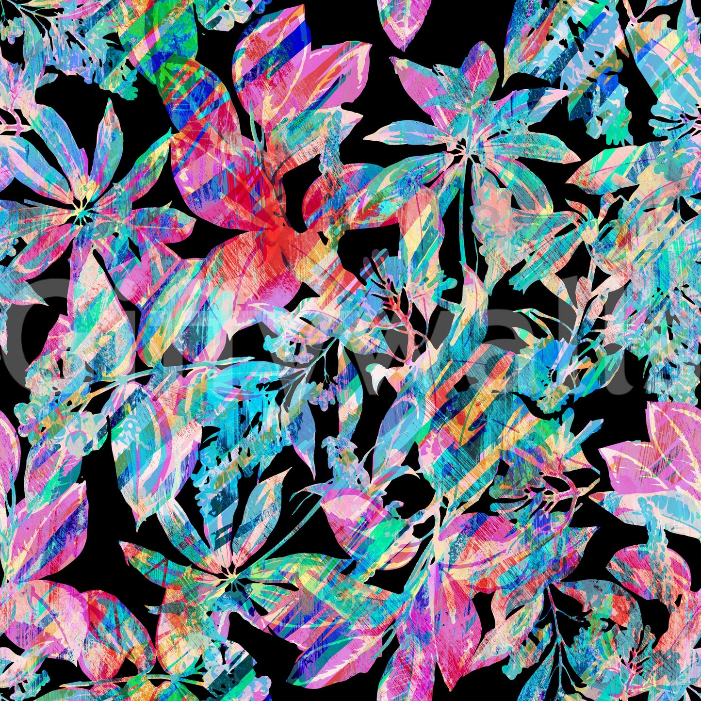 Chromatic Tropical Foliage Wallpaper⁠