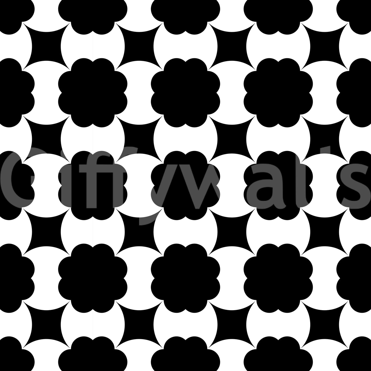 Monochrome Floral Lattice Wallpaper⁠