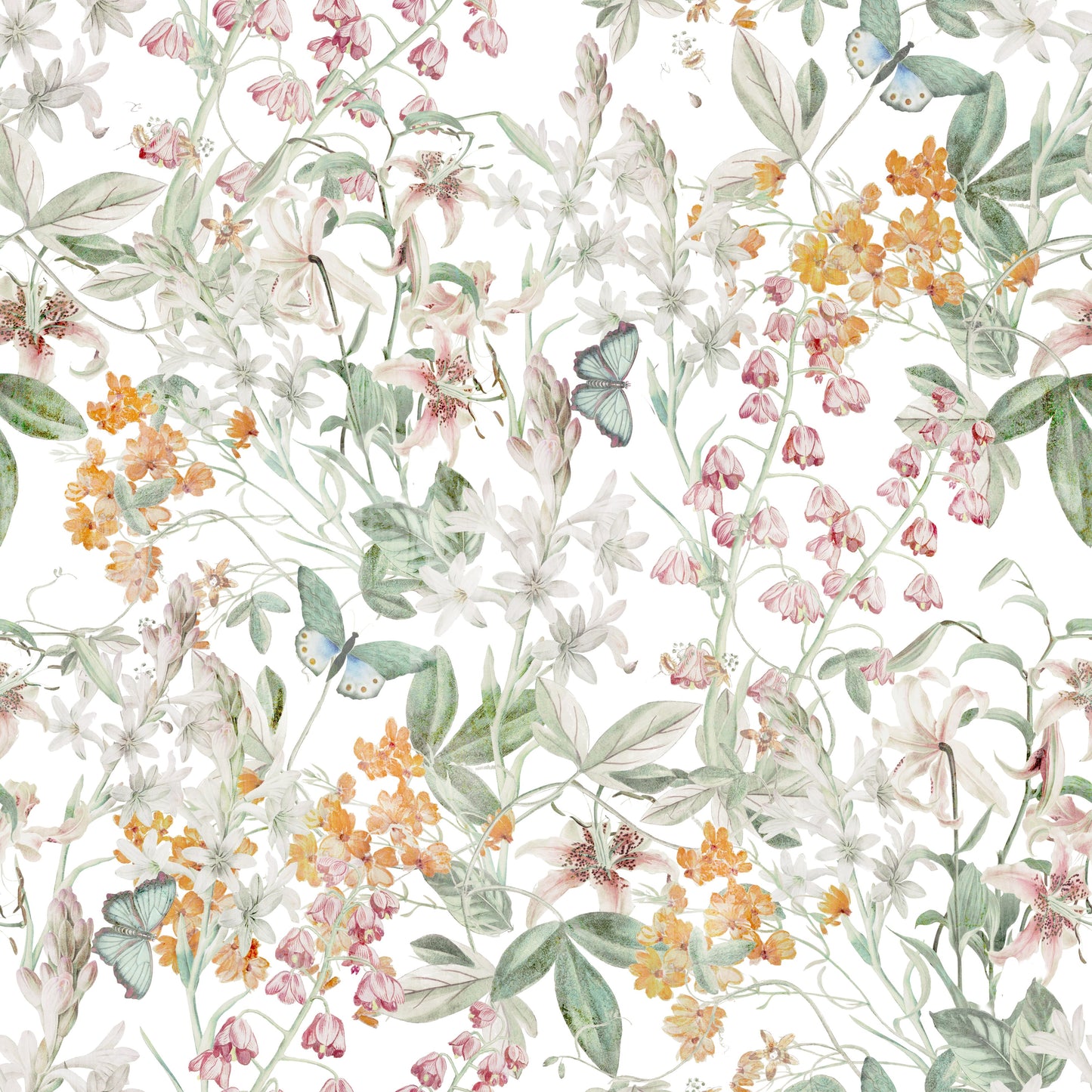 Botanical Butterfly Garden Meadow Wallpaper⁠