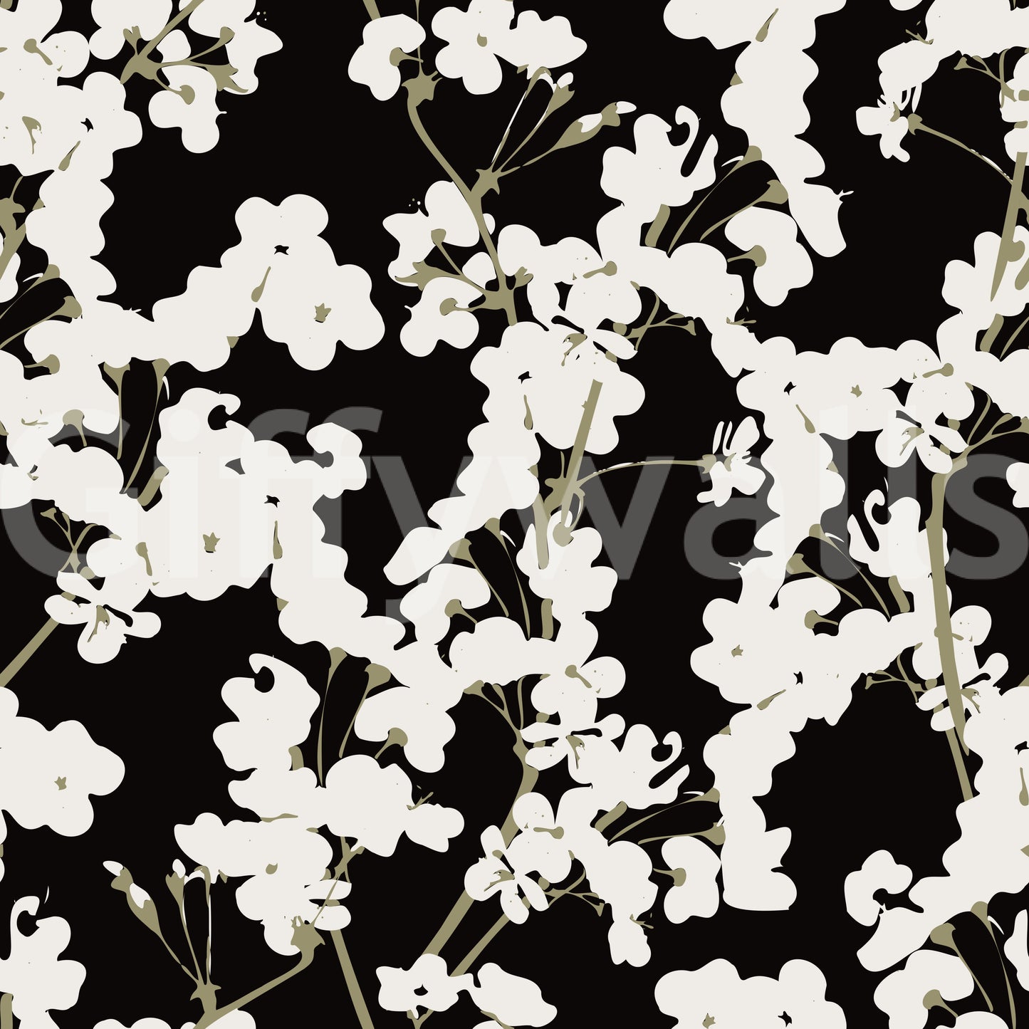 Abstract Cream Branch Pattern Wallpaper⁠