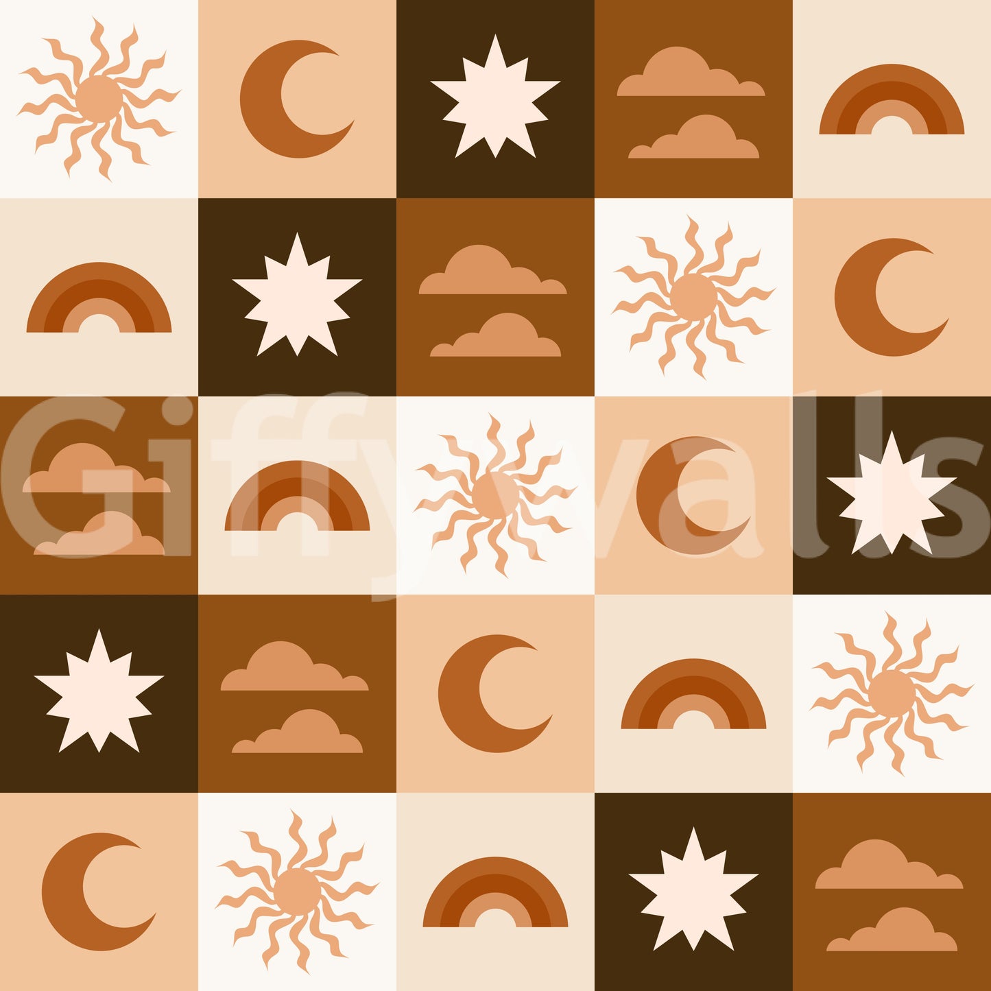 Minimalist Sun and Moon Squares Wallpaper⁠