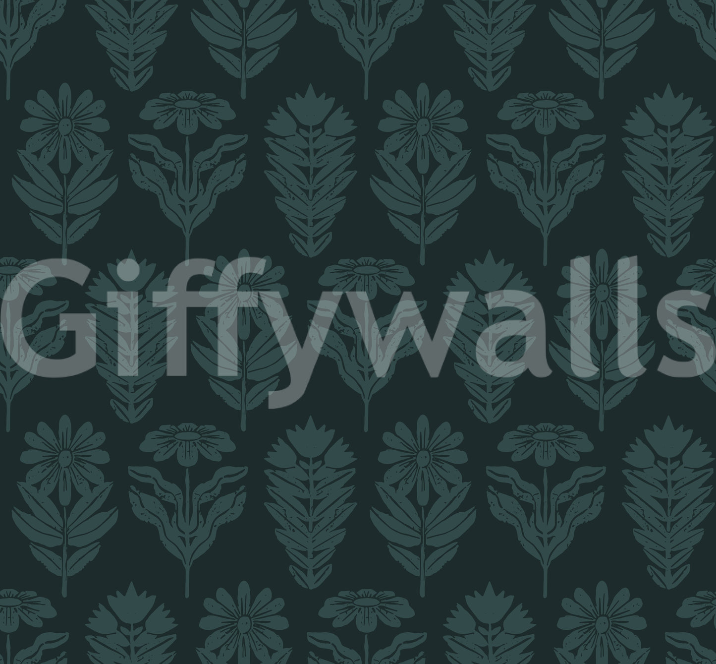 Midnight Botanical Block Print Wallpaper⁠
