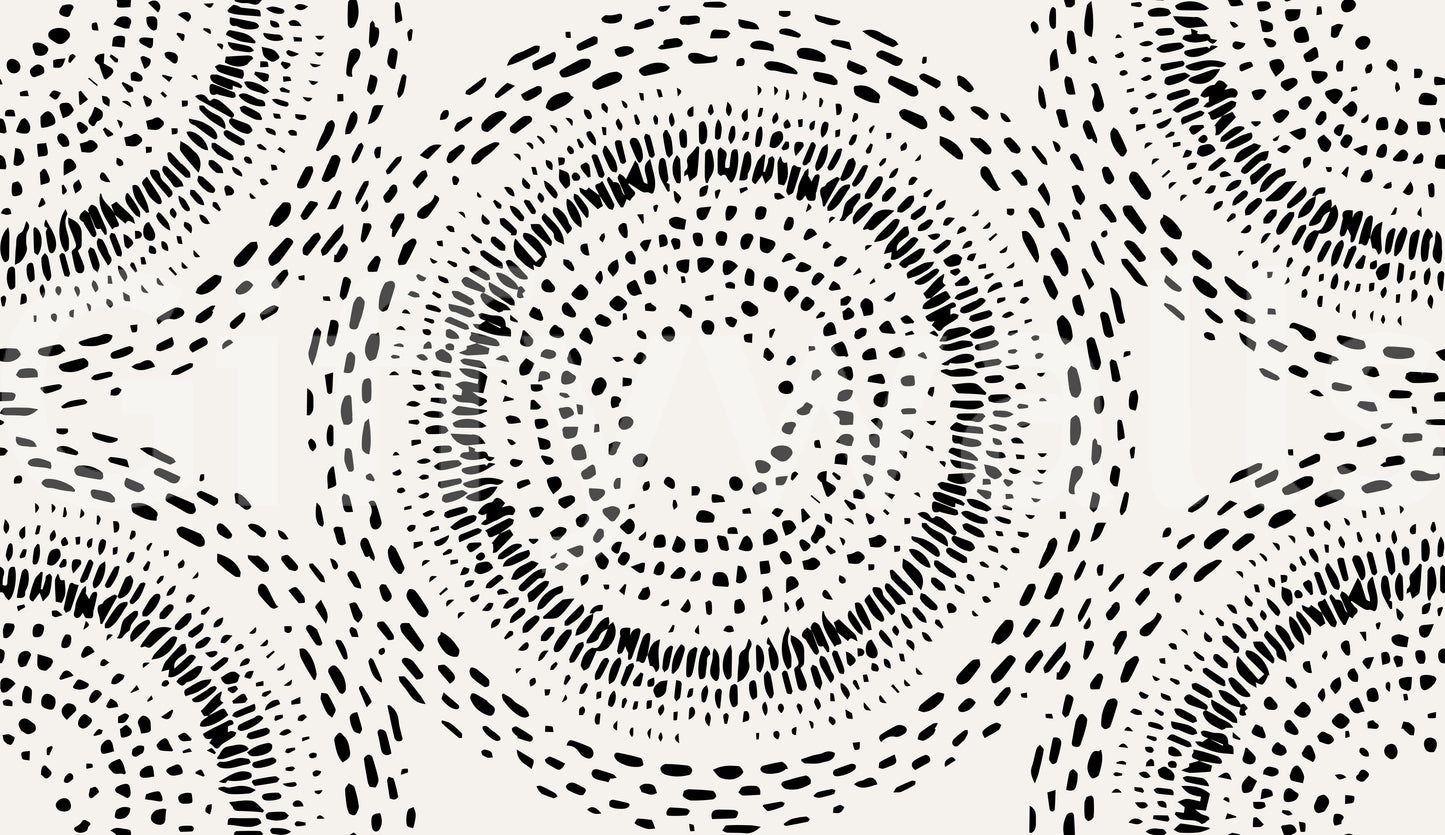 Black and Cream Dotted Mandala Radiance Wallpaper⁠