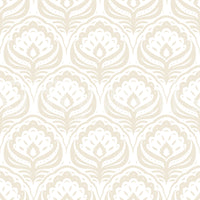 Cream Ogee Damask Pattern Wallpaper⁠