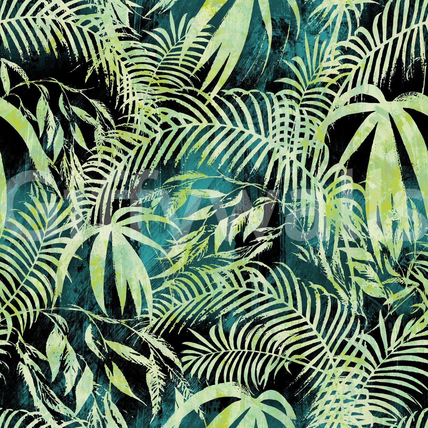Abstract Tropical Palm Overlay Wallpaper⁠