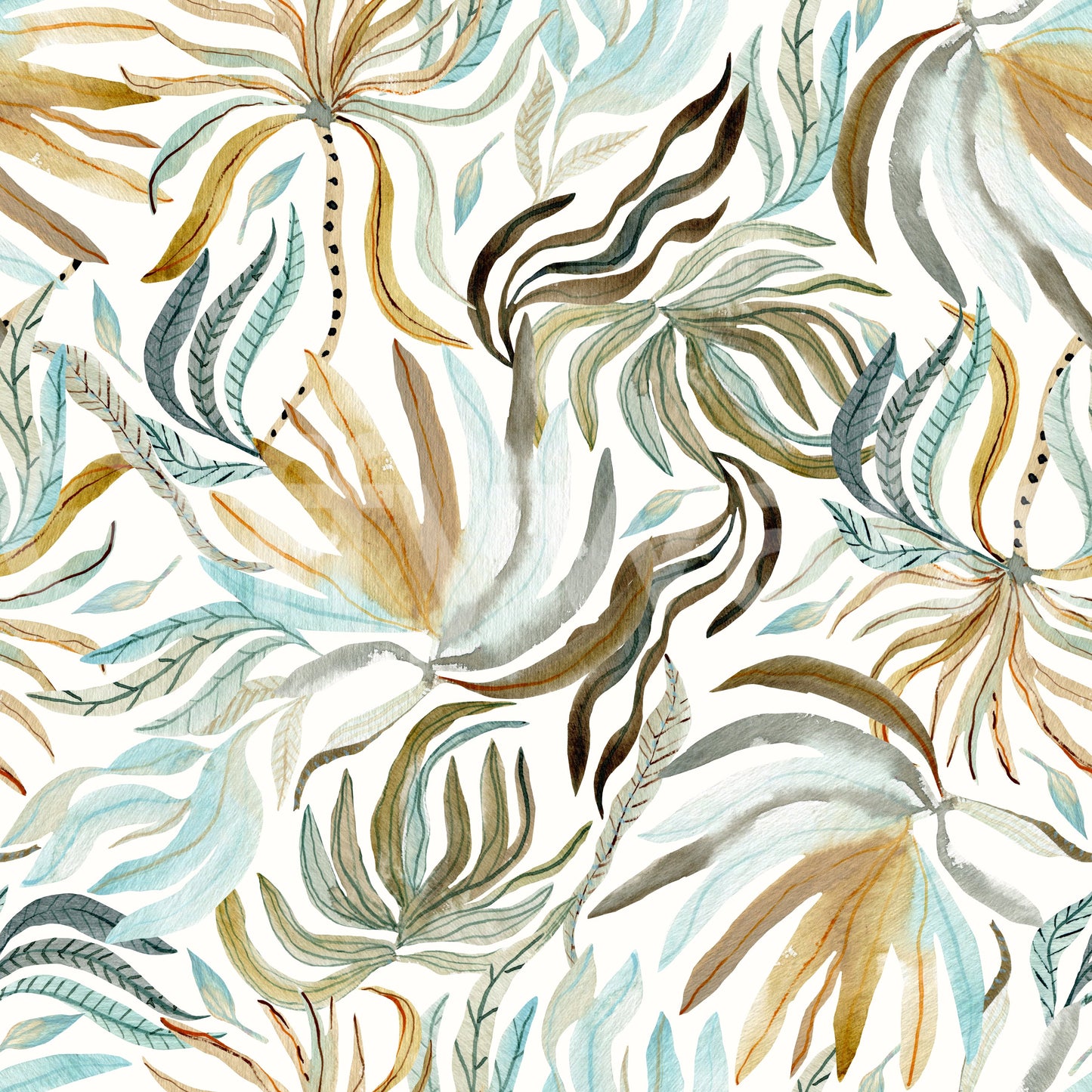 Organic Serene Leaf Motif Wallpaper⁠