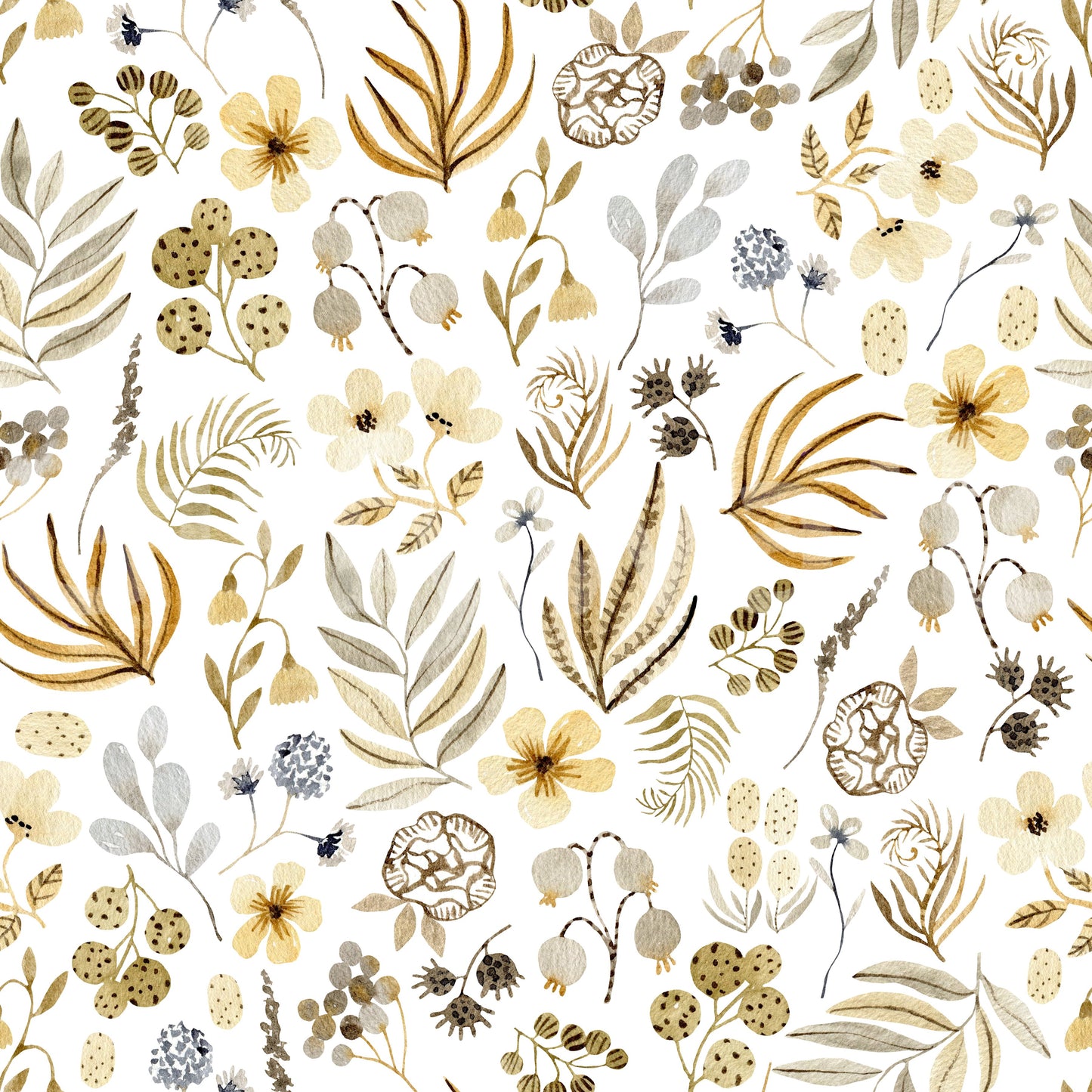 Rustic Earthy Meadow Flora Wallpaper⁠