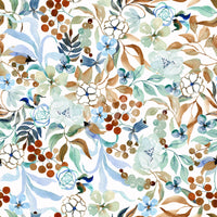 Soft Sage and Blue Meadow Pattern Wallpaper⁠