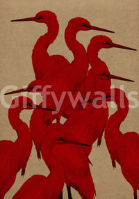 Minimalist Scarlet Flock Wall Mural