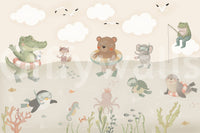 Playful Ocean Friends Illustration Wall Mural