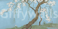 Serene Cherry Blossom Willow Wall Mural