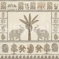 Indian Heritage Elephant and Tree Scene Wall Mural