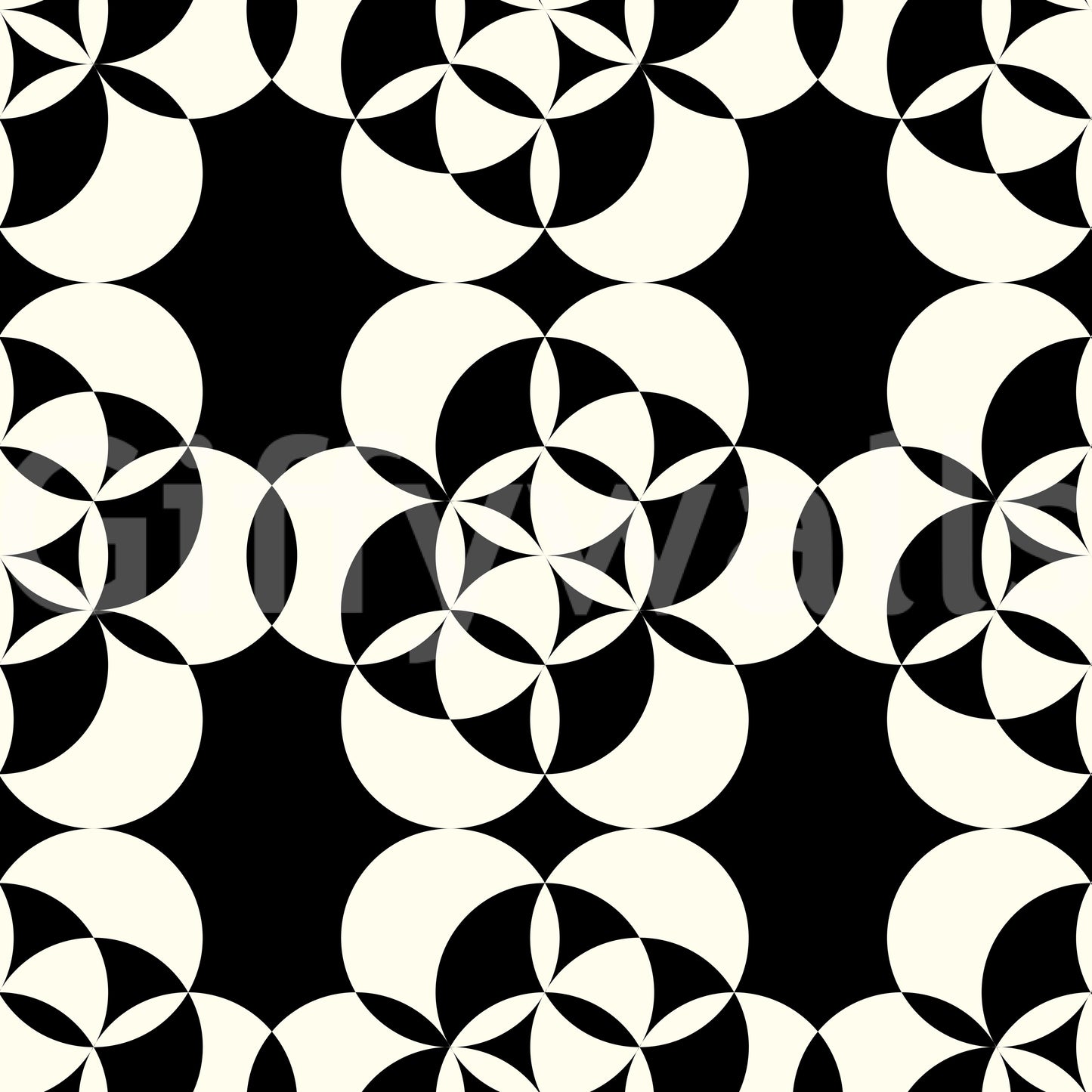 Graphic Circular Grid Monotone Decor Wallpaper⁠