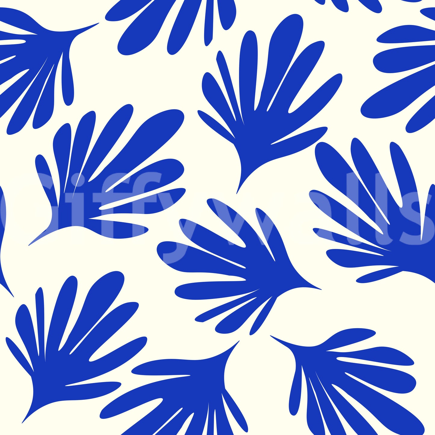 Bold Cobalt Leaf Silhouette Wallpaper⁠