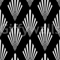 Monochromatic Art Deco Fan Pattern Wallpaper⁠