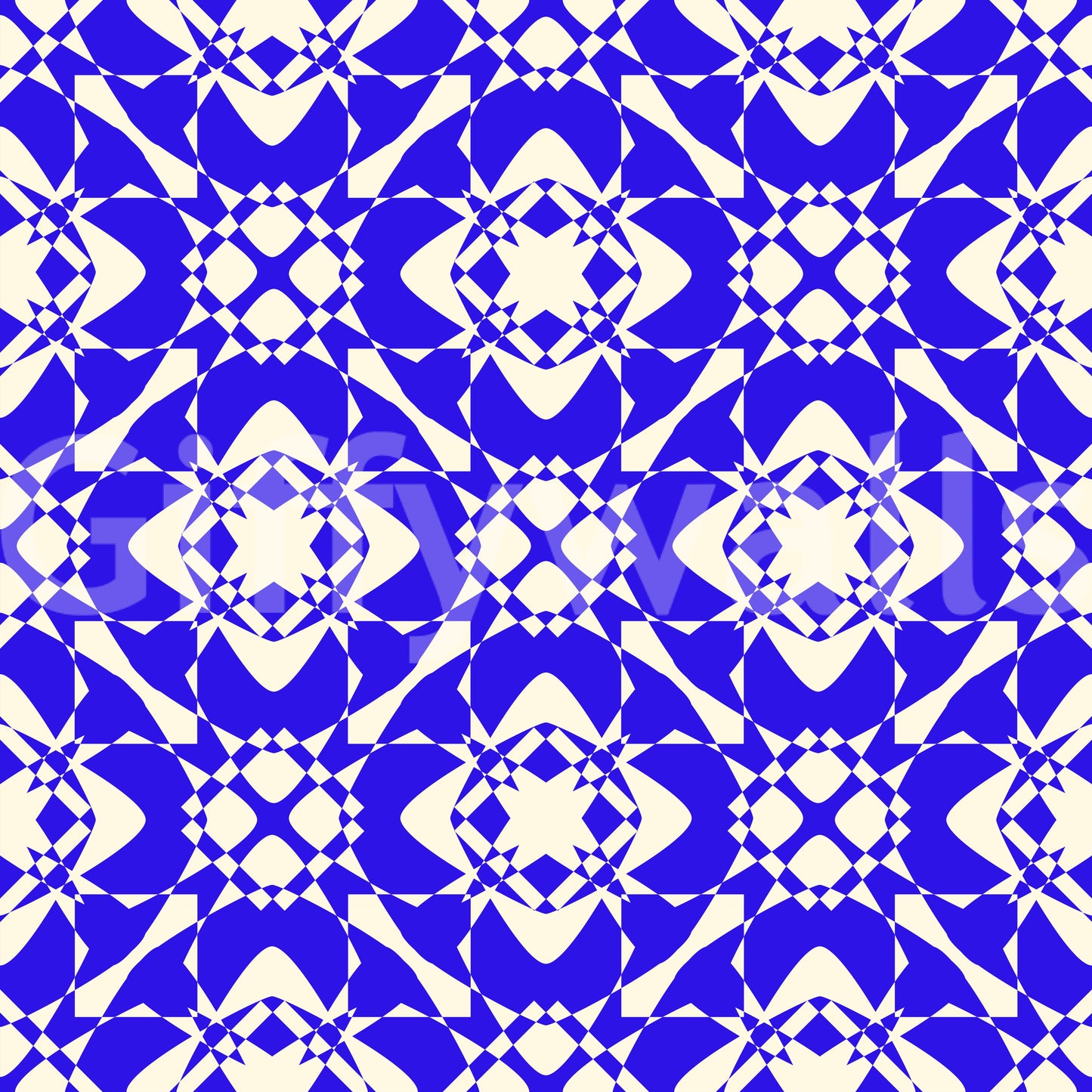 Geometric Cobalt Interlocking Pattern Wallpaper⁠