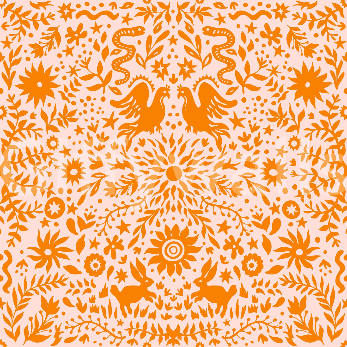 Mexican Folk Art Sun and Animal Pattern Wallpaper⁠
