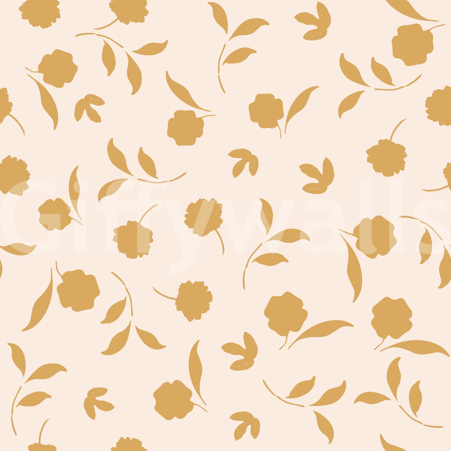 Minimalist Gold Floral Sprigs Wallpaper⁠