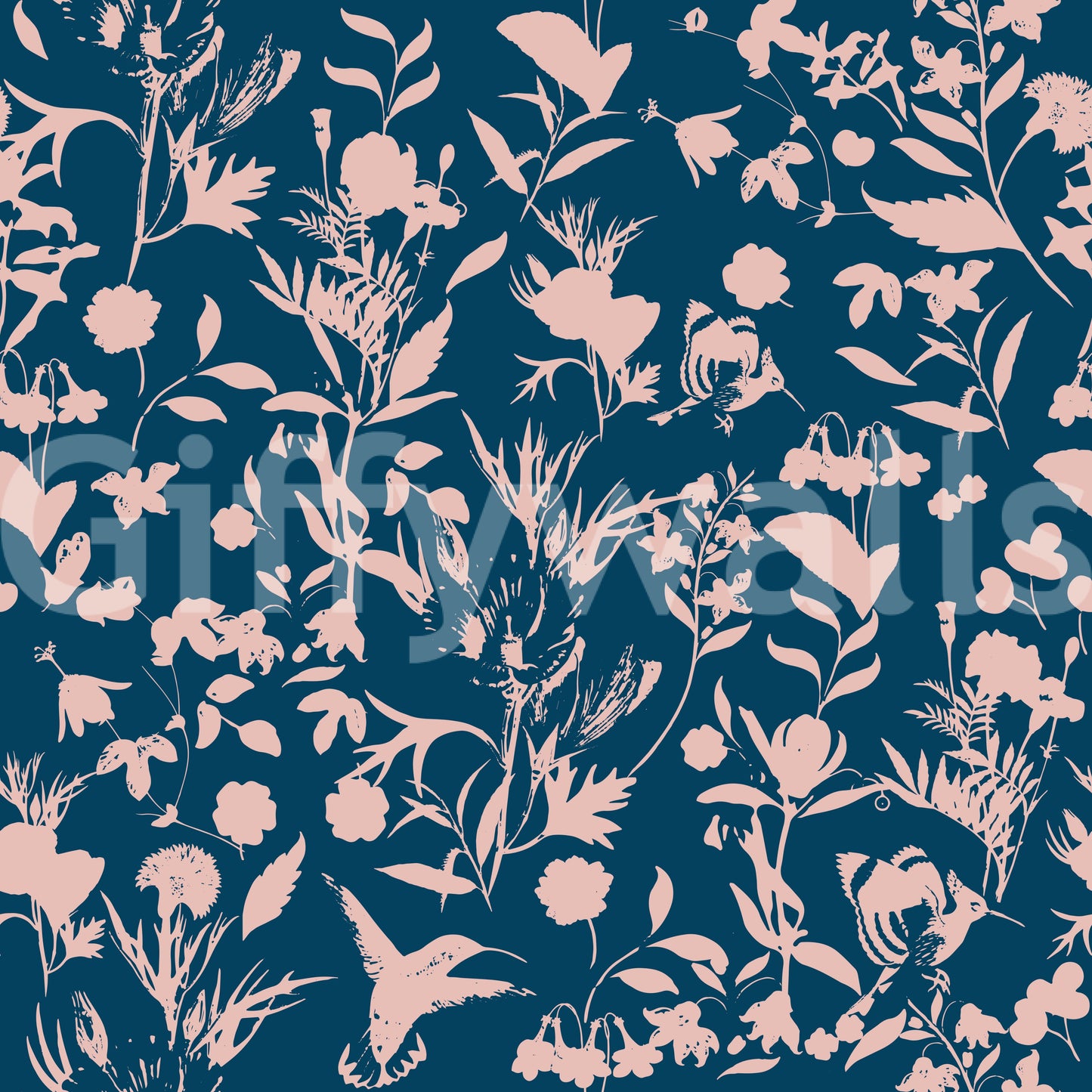 Midnight Flora Silhouette Wallpaper⁠