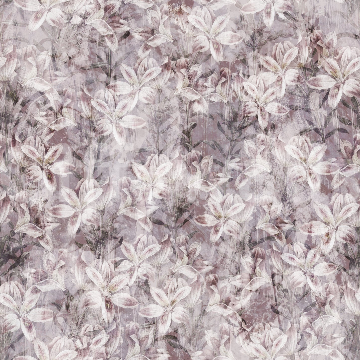 Vintage Lilac Floral Sketch Wallpaper⁠