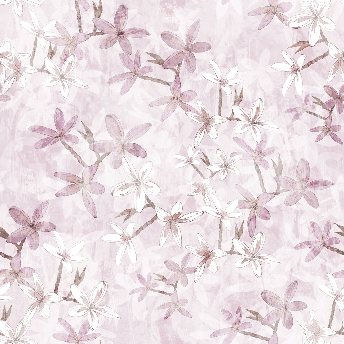 Pink-and-white blooms give the wallpaper a pretty, dreamy look GD12352