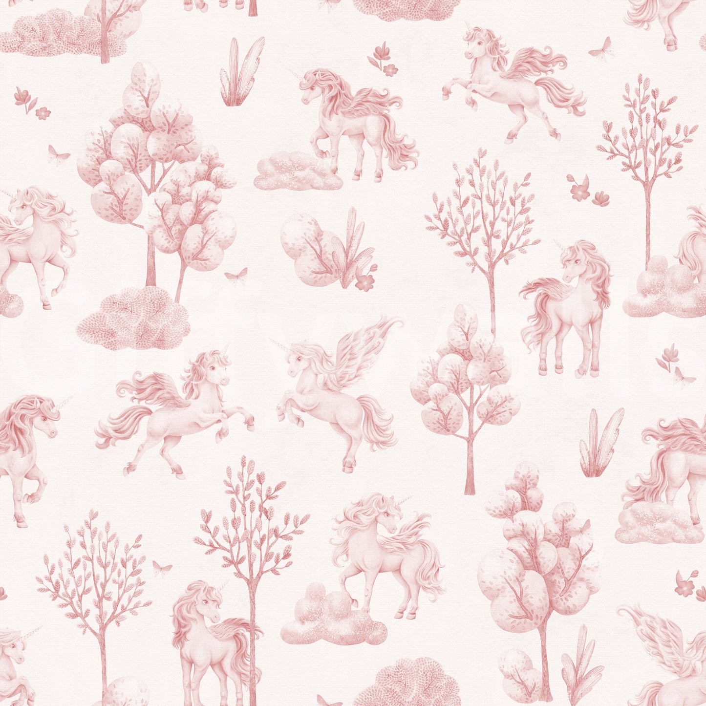 Enchanted Blush Unicorn Meadow Wallpaper⁠