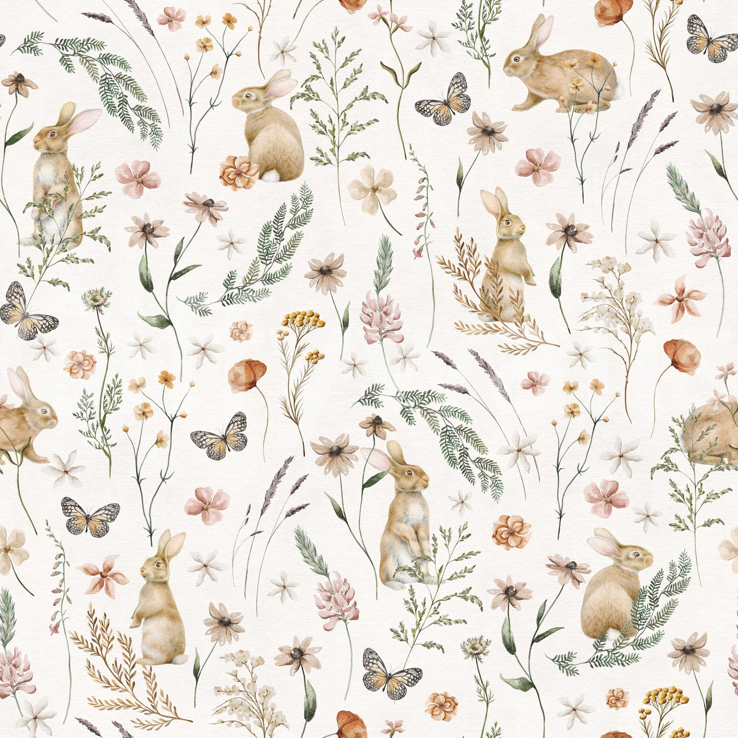 Enchanted Woodland Bunny Trail Wallpaper⁠