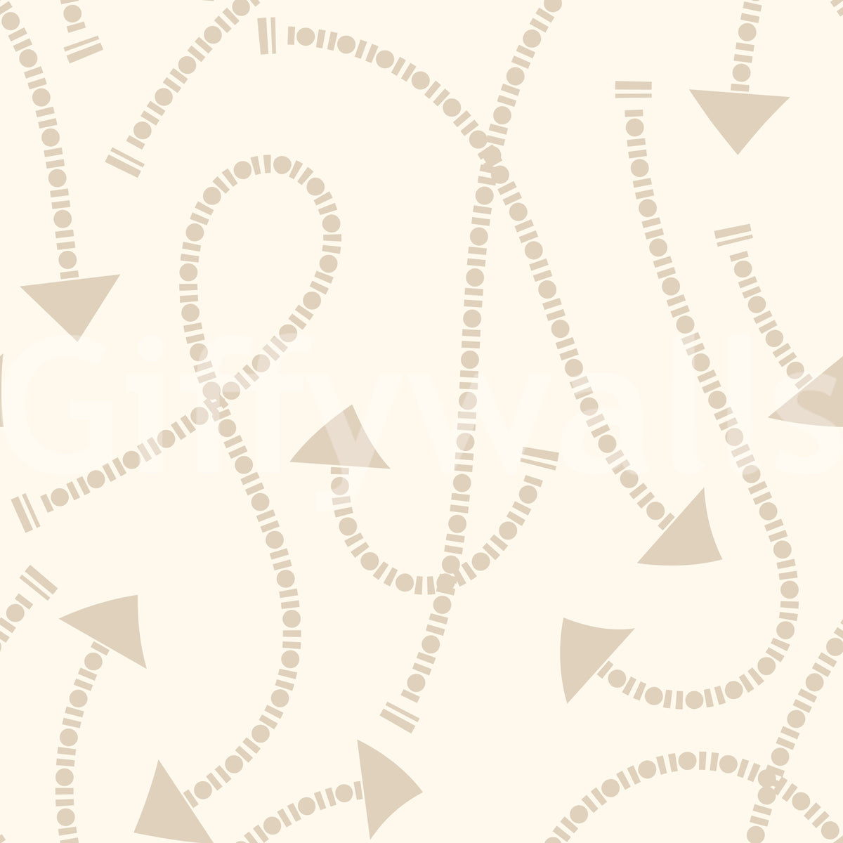 Cream looping arrow and dashed path geometric wallpaper pattern swatch GD12457