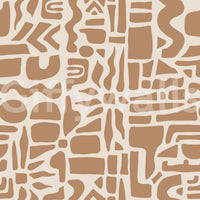 Close-up of the abstract earth toned organic shapes design in terracotta GD12478