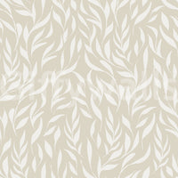 Serene Cream Botanical Leaves Wallpaper⁠